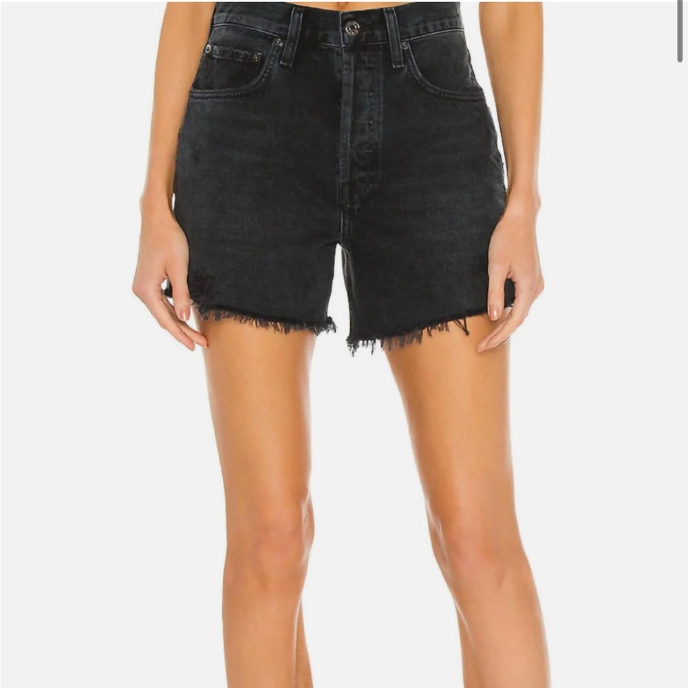 AGolde Riley High Rise Slim Leg Shorts In Vortex